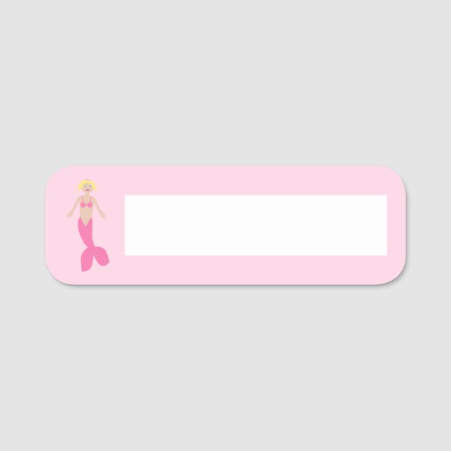 Hübsch Pink Fantasy Mermaid Namensschild (Vorderseite)