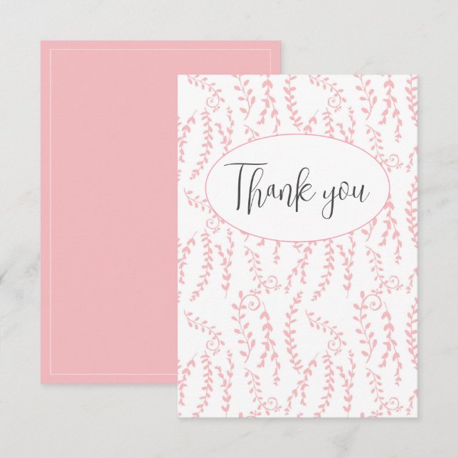 Hübsch Pink Feminine Flat Danke Karte (Vorne/Hinten)