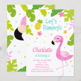 Hübsch Pink Flamingo Birthday Einladung