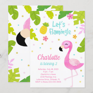 Hübsch Pink Flamingo Birthday Einladung