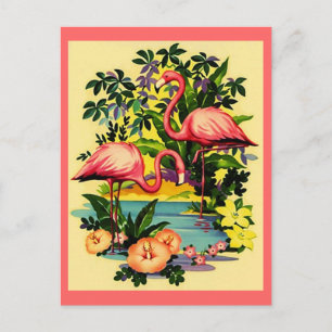 HÜBSCH PINK FLAMINGOS IN DER TROPISCHEN WALDPOSTKA POSTKARTE