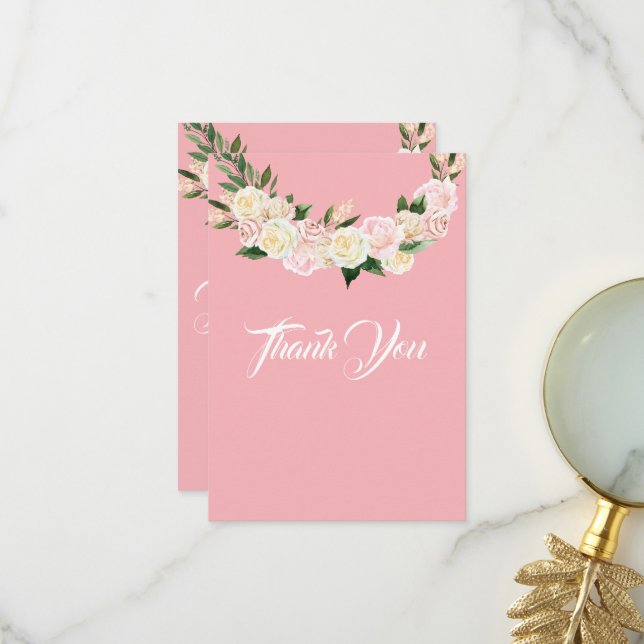 Hübsch Pink Floral Baby Girl Dankeskarte (Vorderseite/Rückseite Beispiel)