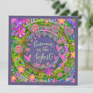 Hübsch Pink Floral Hearts Hosanna Ostern Mitteilungskarte