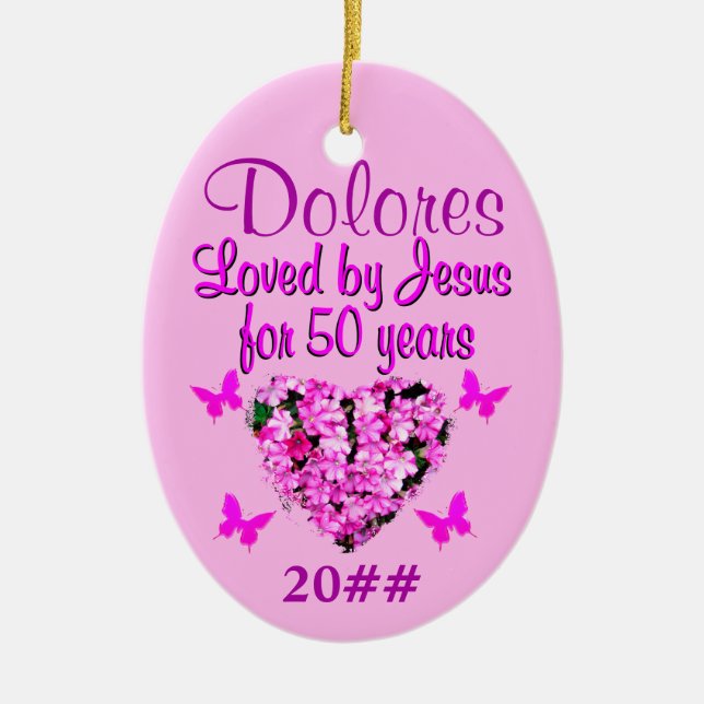 HÜBSCH PINK FLORAL PERSONALISIERT 50. ORNAMENT (Vorne)