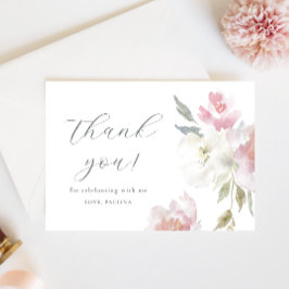 Hübsch Pink Floral Quinceañera Foto Vielen Dank Einladung