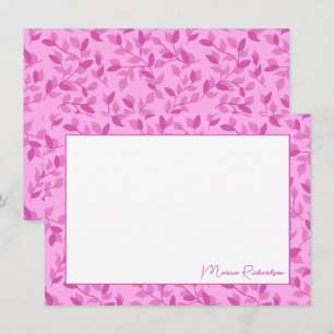 Hübsch Pink Florals Modernes Drehbuch Personalisie Mitteilungskarte