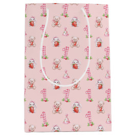 Hübsch Pink Gingham, Bunnies und Bären! Mittlere Geschenktüte