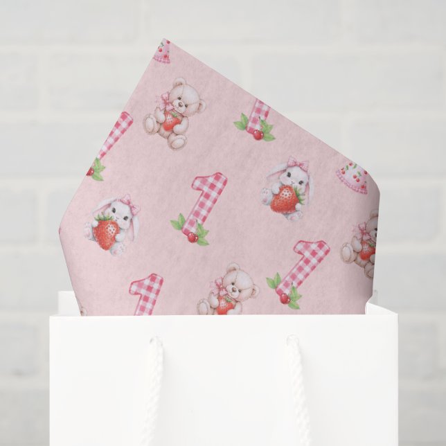 Hübsch Pink Gingham, Bunnies und Bären! Seidenpapier (Geschenktüte)