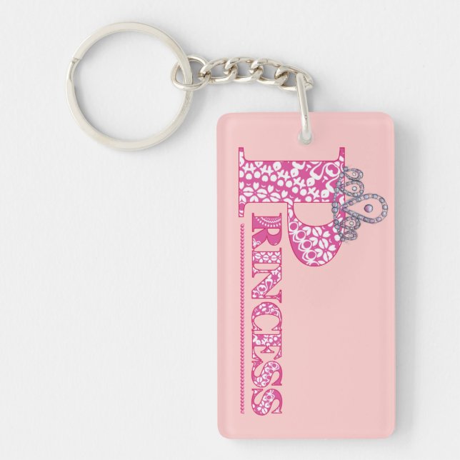 Hübsch Pink Girl Word Prinzessin Schlüsselanhänger (Vorderseite)