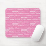Hübsch Pink Girls Name Schriftart Collage Custom T Mousepad<br><div class="desc">Dieses hübsche, rosa Mauskissen ist mit dem Namen Ihres Teenagers oder kleinen Mädchens in 9 verschiedenen Schriftart abgestimmt. Ein niedliches personalisiertes Geschenk für ein Kinderzimmer.</div>