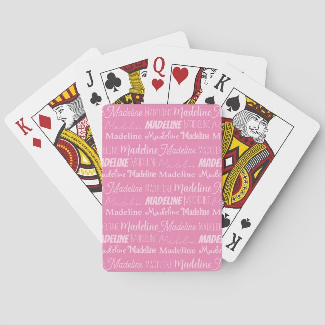 Hübsch Pink Girls Name Schriftart Collage Custom T Spielkarten (Rückseite)