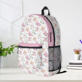 Hübsch Pink Girls Schmetterlingsmuster Bedruckter Rucksack