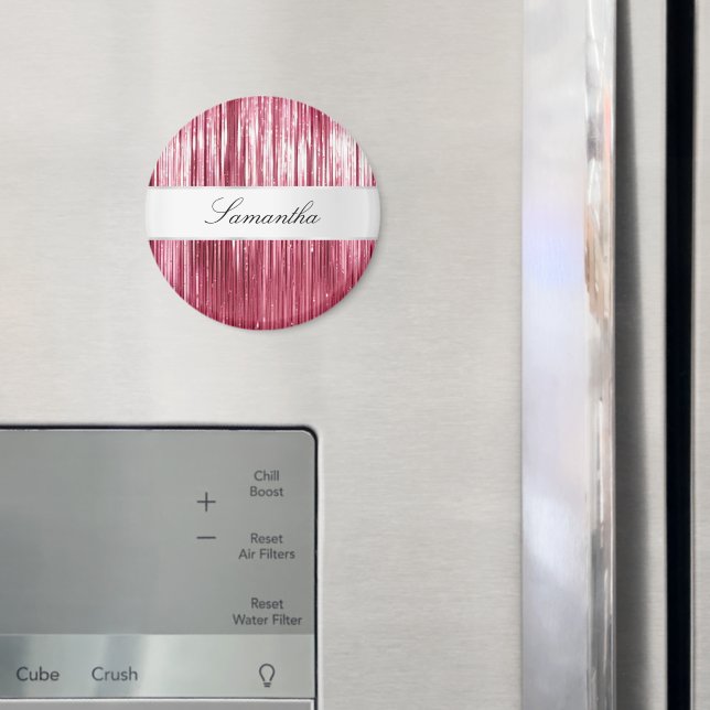 Hübsch Pink Glam Tinsel Streifen Magnet (In Situ (Kühlschrank))