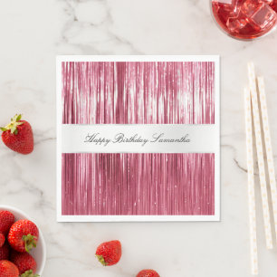 Hübsch Pink Glam Tinsel Streifen Serviette