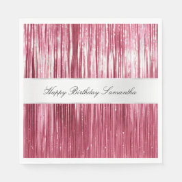 Hübsch Pink Glam Tinsel Streifen Serviette