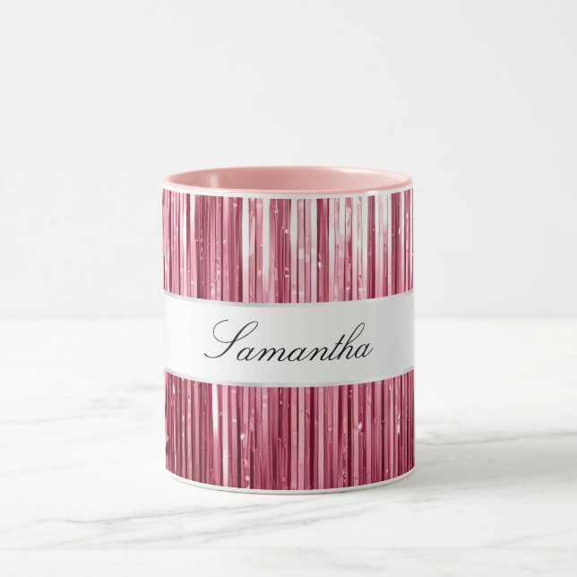 Hübsch Pink Glam Tinsel Streifen Tasse (Zentrum)