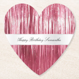 Hübsch Pink Glam Tinsel Streifen Untersetzer