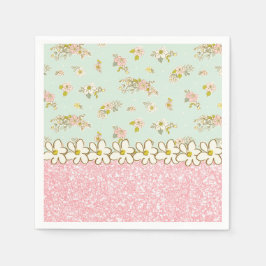 Hübsch Pink Glitzer Blumengrün Vintag Daisy Serviette