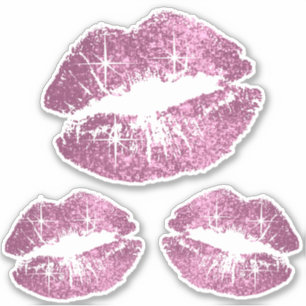 Hübsch Pink Glitzer Lips - Kiss-Cut Aufkleber