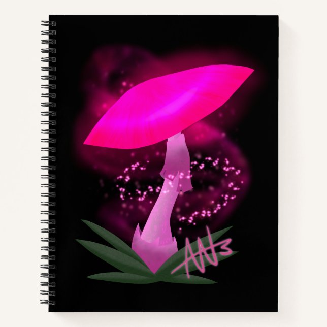 Hübsch Pink Glows Mushroom Spirale Notizbuch (Vorderseite)