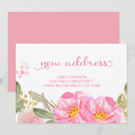Hübsch Pink Gold Aquarellfarben Neue Adresse Ankündigung