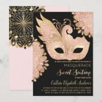 Hübsch Pink Gold Masquerade Maske Sweet 16