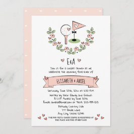 Hübsch Pink Golf Wedding Couples Dusche Einladung