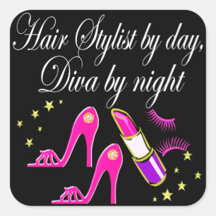 HÜBSCH PINK HAARESYL UND SCHÖNHEIT SALON QUADRATISCHER AUFKLEBER