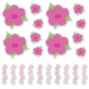 Hübsch Pink Happy Birthday Blume Decals Aufkleber