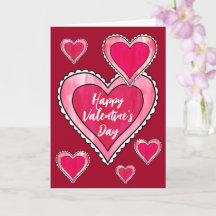 Hübsch Pink Hearts Happy Valentines Day Gruß