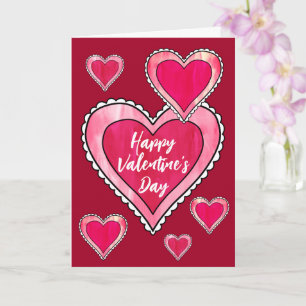 Hübsch Pink Hearts Happy Valentines Day Gruß Karte