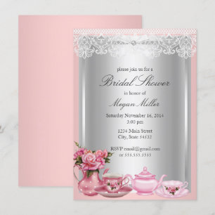 Hübsch Pink High Tea Bridal Dusche Einladung