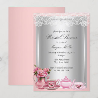 Hübsch Pink High Tea Bridal Dusche Einladung