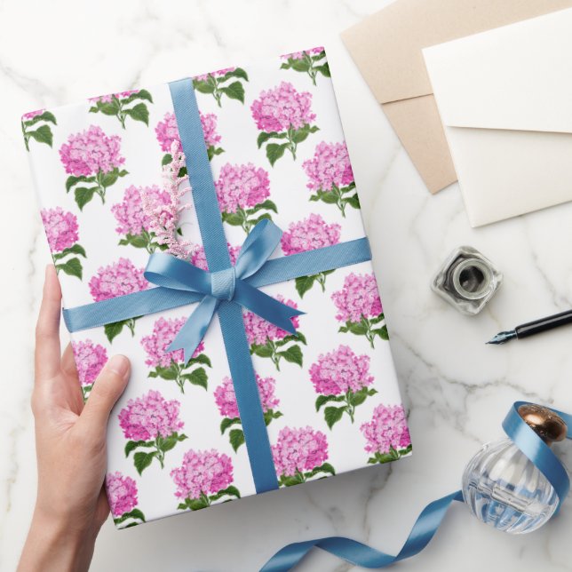 Hübsch Pink Hydrangea Blume Blossom Geschenkpapier (Schenken)