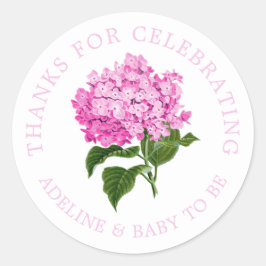 Hübsch Pink Hydrangea Vielen Dank Runder Aufkleber