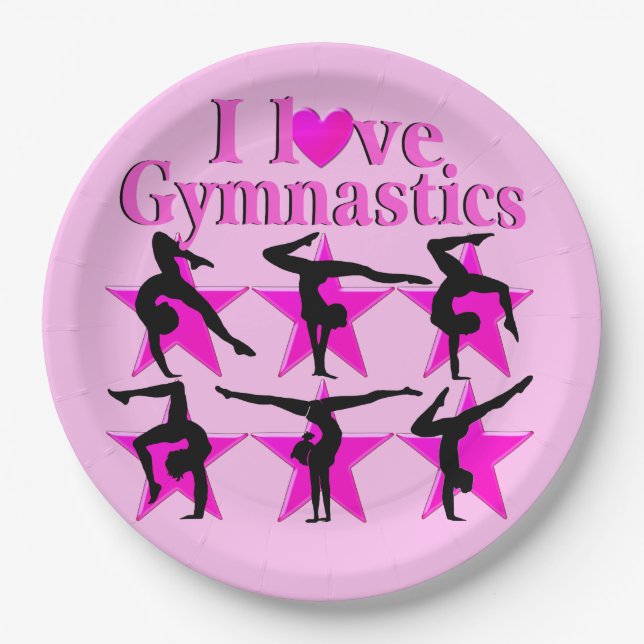 HÜBSCH PINK I LIEBE GYMNASTICS PAPIERTELLER (Vorderseite)