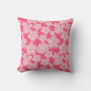 HÜBSCH PINK LACE PILLOW KISSEN