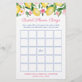 Hübsch Pink Lemons Brautparty Bingo Game Card Flyer