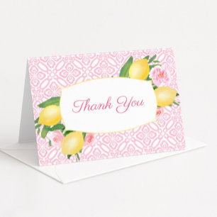Hübsch Pink Lemons Floral Girl Baby Dusche Dankeskarte