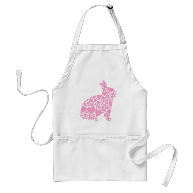 Hübsch Pink Liebe Herzen Hasen Kaninchen - Name hi Schürze (Vorne)