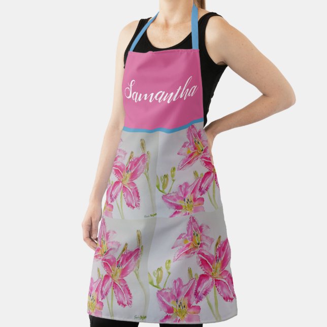 Hübsch Pink Lily Aquarell Küche Schürze (InSitu)