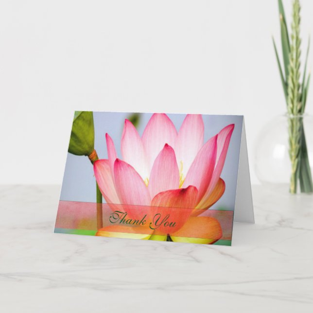 Hübsch Pink Lotus Blume Vielen Dank Dankeskarte (Vorderseite)