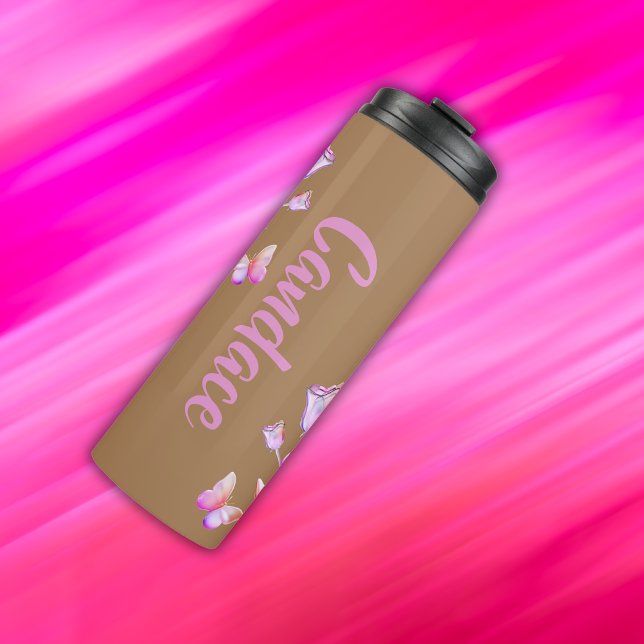Hübsch Pink-Mond, Schmetterling, Blütenblume - Mon Thermosbecher (Von Creator hochgeladen)