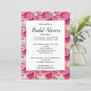 Hübsch Pink Peach Blume Brautparty Einladung