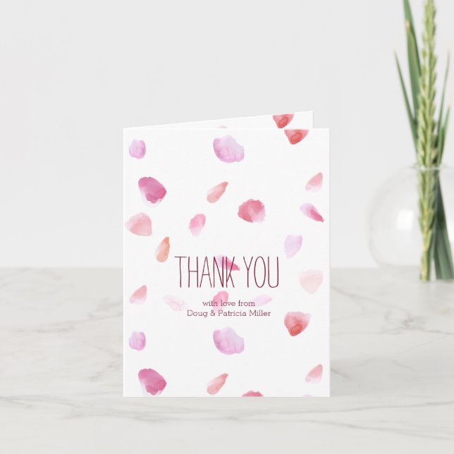 Hübsch Pink Peach Rose Petals Wasserfarbe Vielen D Dankeskarte (Vorderseite)