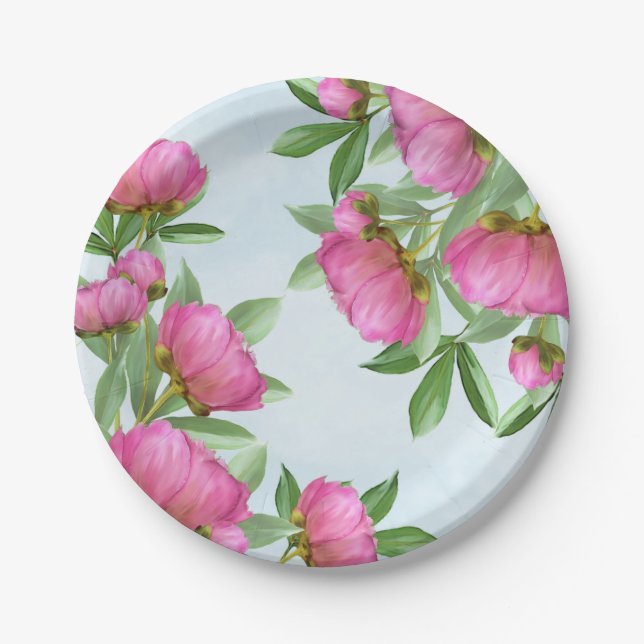 Hübsch Pink Peonies Bouquet Pappteller (Vorderseite)