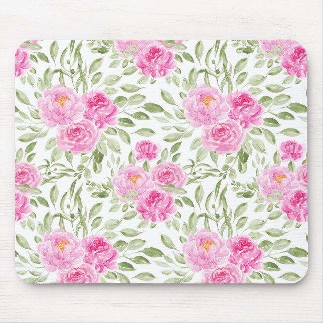 Hübsch Pink Peonies Floral Bouquet Muster Mousepad (Vorne)