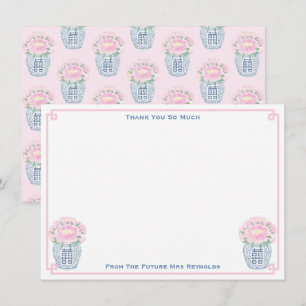 Hübsch Pink Peonies Ginger Jar Brautparty Dankeskarte