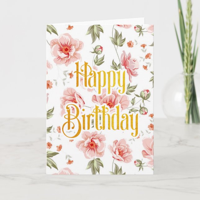 Hübsch Pink Peonies Happy Birthday Card Karte (Vorderseite)