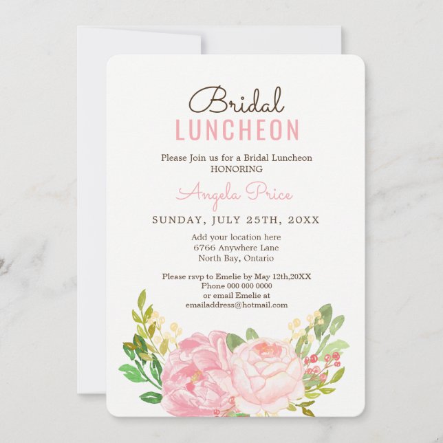 Hübsch Pink Peony Bridal Luncheon Einladungen (Vorderseite)